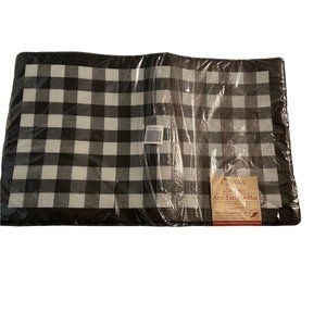 Achim Decorative Anti Fatigue Mat Black White Buffalo Plaid 18" x 30" NEW